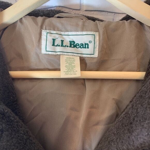 L.L. Bean Vintage Brown Wool Blend Fleece Hooded Coat Sz M - Picture 5 of 5